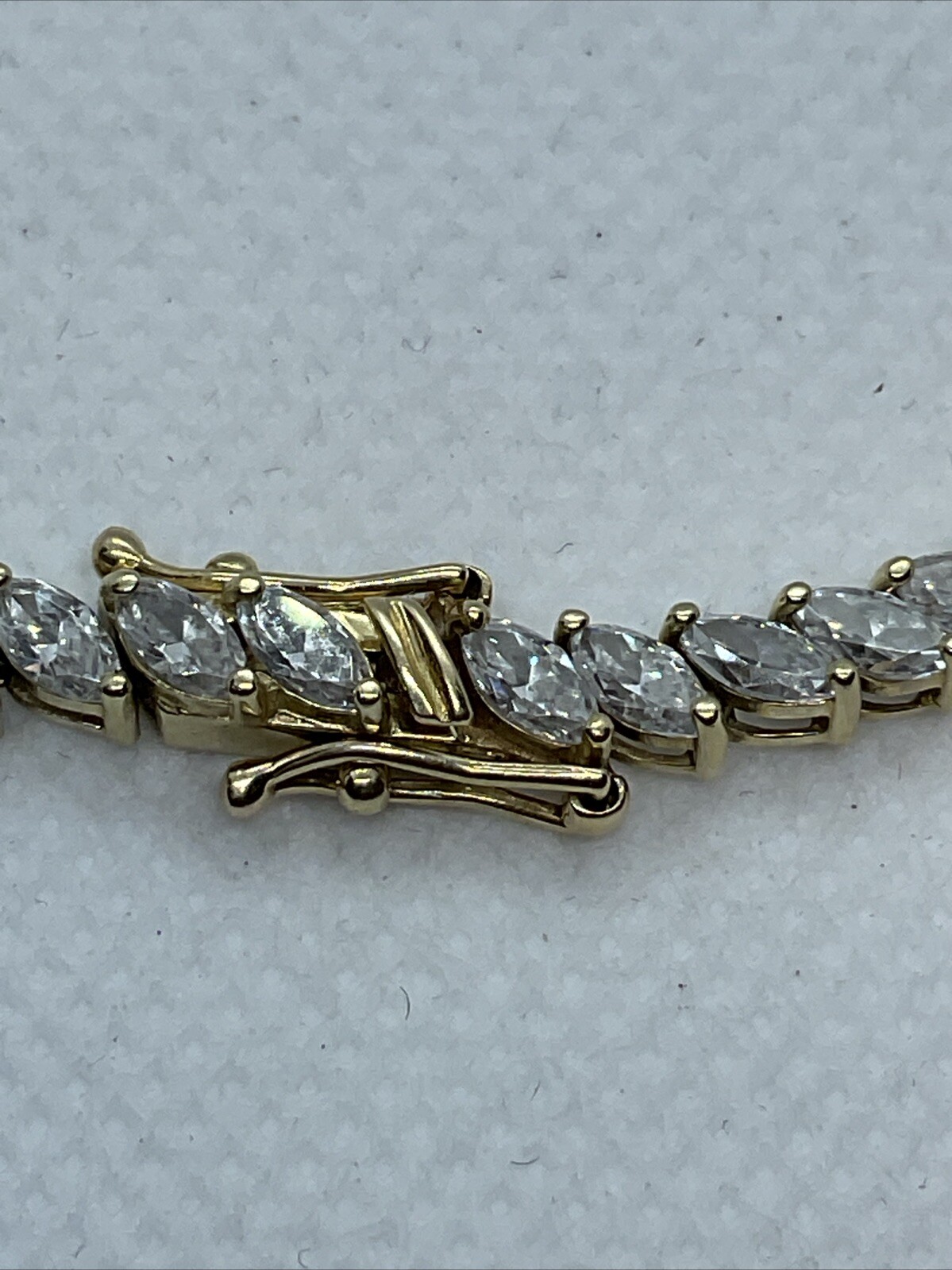 AWESOME Solid 14K Yellow Gold Marquise Cut White … - image 18