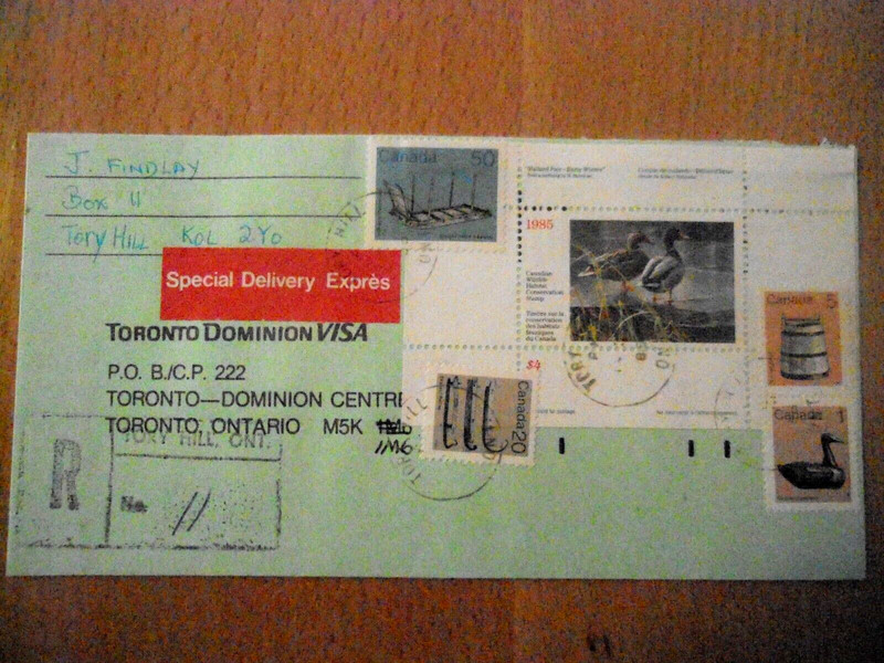 Canada's First Duck Stamp (FWH1) used as postage on special delivery cover.