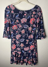Eliza J Multicolor Floral 1/2 Flare Sleeve Boat Neck Sheath Mini Dress Size 6P