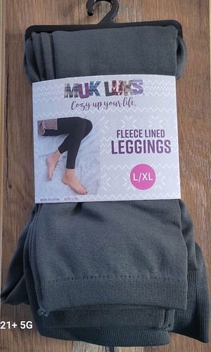 BRAND NEW MUK LUKS WOMEN’S FLEECE LINED LEGGING SIZE L/XL OLIVE - Imagen 1 de 4