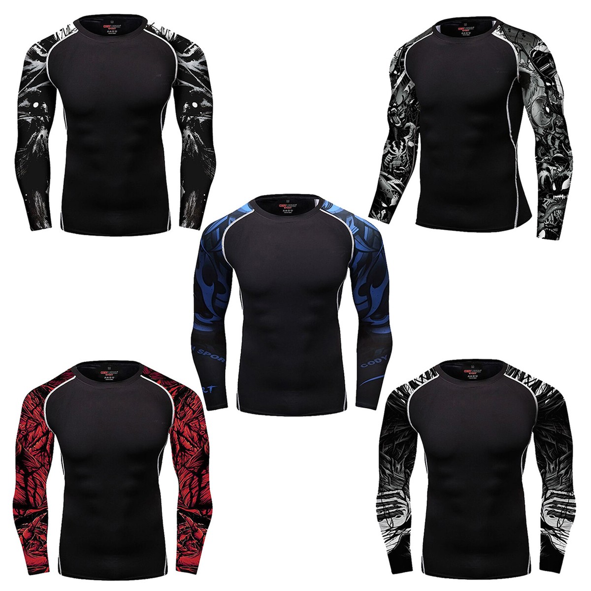 Mens Compression Shirt Base-Layer Sports Top Long-Sleeve Gym Mens Compression Shirt Base-Layer Sports Top Long-Sleeve Gym