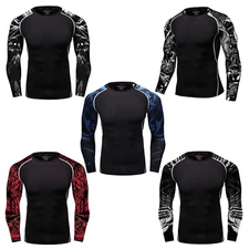 Men Compression Quick Dry Top Long Sleeve Tights Under Base Layer Gym T-shirts