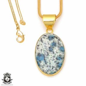 Authentic K2 Jasper 24K Gold Plated Pendant 3mm Snake Chain GPH142