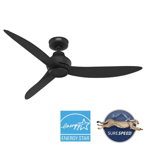 Hunter 52 inch Mazzini ENERGY STAR Matte Black Damp Rated Ceiling Fan and Remote - Picture 1 of 15