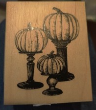 Inkadinkado Pumpkins on Pedestals Rubber Stamp Fall Autumn Halloween 60-01293