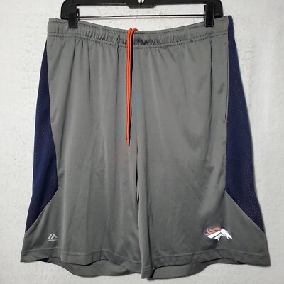 Denver Broncos Shorts Men's XL Training NFL Football Grey Majestic Cool Base