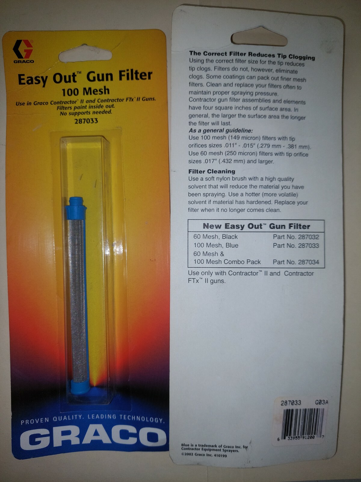 Graco PISTOLENFILTER PRO EASY-OUT MW (MASCHENWEITE) 100 X 1 - 287033 - Airless Spritzgeräte, 11,42