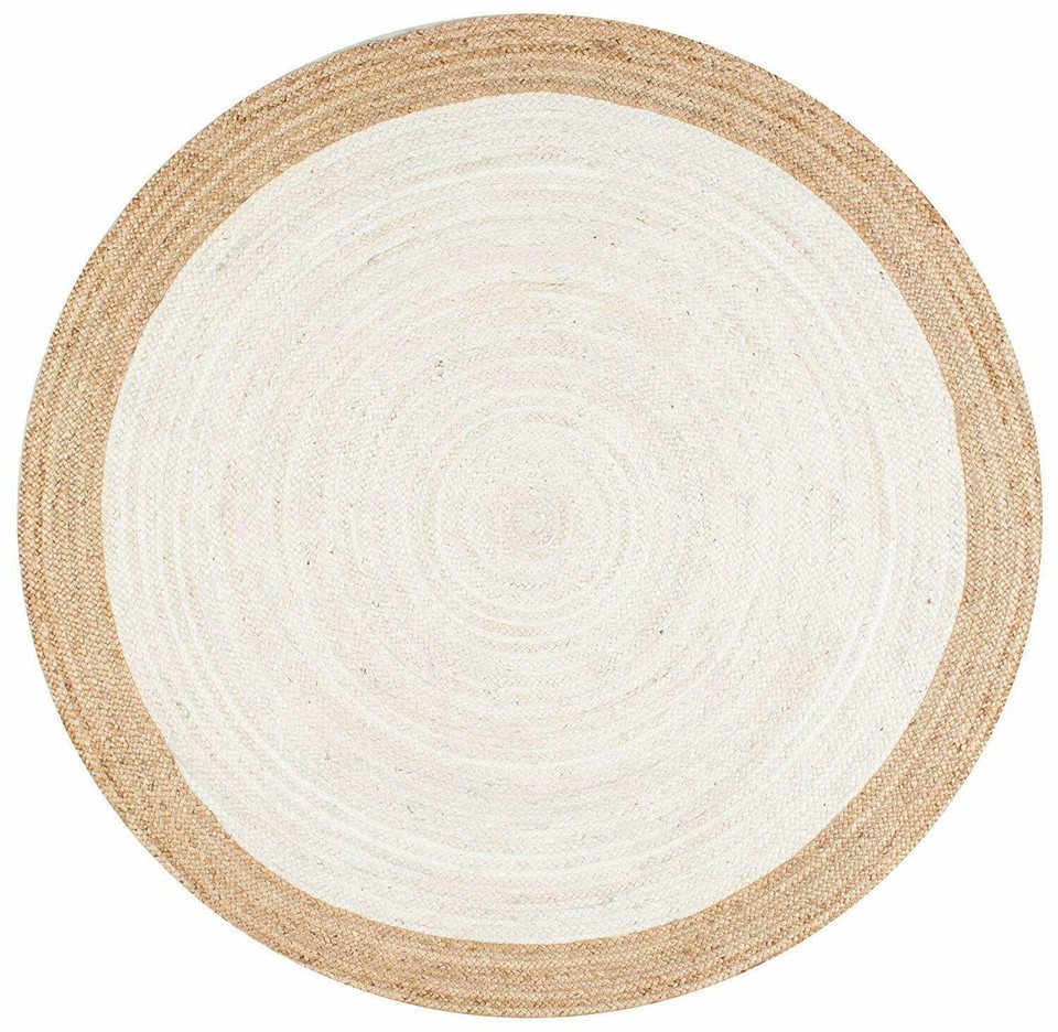 Jute Rugs for Living Room Natural Border Hand Braided Round Area Rug ...