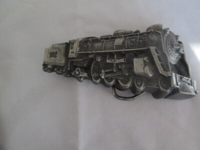 Vintage 1978 Train 1002 Locomotive Belt Buckle Pewter Bergamot Brass Works  USA