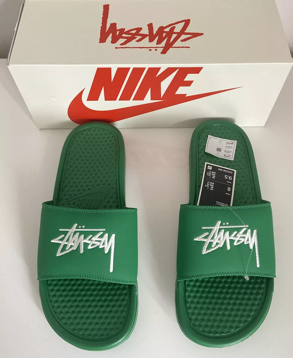 Nike X Stussy Benassi Sliders Sandals Pine Green DC5239 300 Sport Multiple Sizes