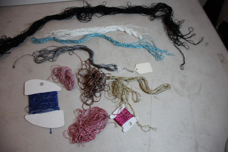 Metallic Braid needlepoint Thread lot 10 colors pinks, blue, black, white, gold - Image 2 of 4