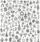 Christmas Charms, 100 Pcs Wholesale Bulk Lots Christmas Charm Mixed Tibetan S