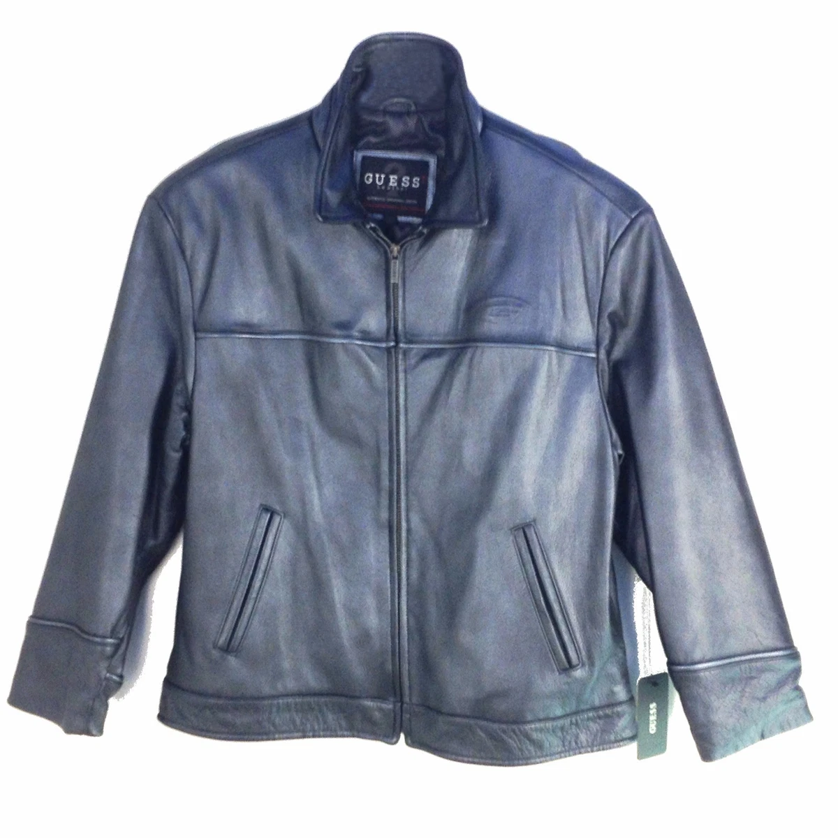 47413A Gunmtl Gry Guess Biker Style Men Leather Jacket eBay