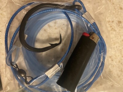 Shark fishing LEADER RIG 20/0 forged circle hook 20' 800lb mono 40  blue steel