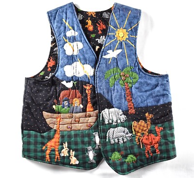 Noahs Ark Vest Handmade Vintage Handcrafted Reversible Grandma