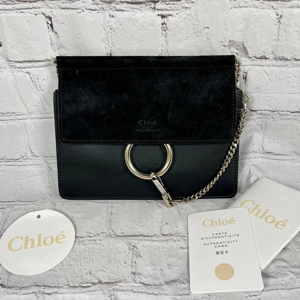 Bolso Chloé Faye Mini Cuero Negro Piel de becerro Cadena Correa para el Hombro Nuevo con Etiquetas $1250 Foto 2 de 4