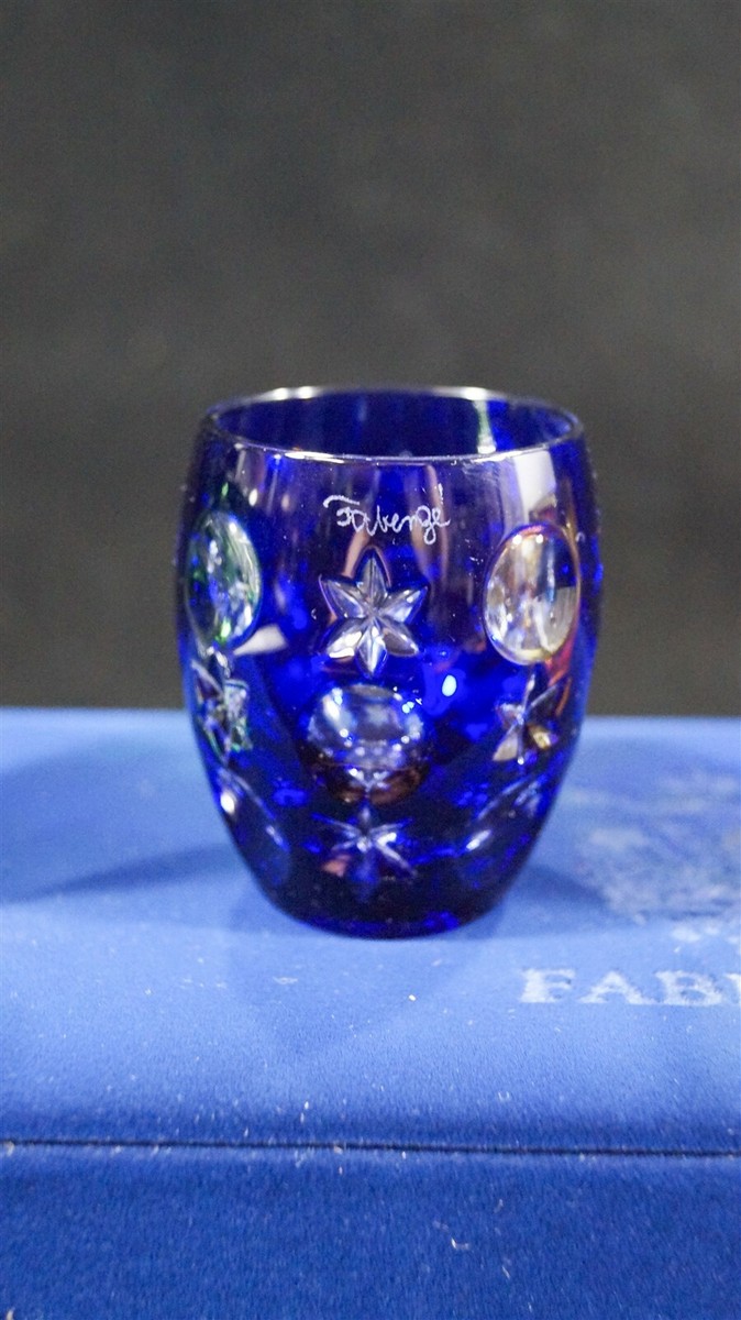Faberge Vodka Shot Glasses with Original Branded Blue Velvet Padded Box and Card www