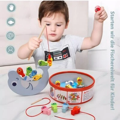 ARKAMIDOS Arkmiido Lernspielzeug Angelspiel (Magnetische Angelspiel Holzspielzeug),