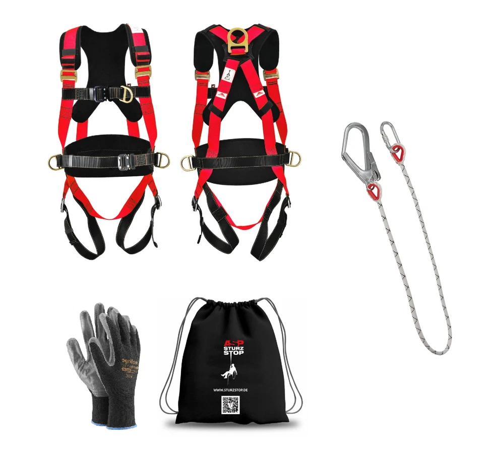 Höhensicherung Fallschutz SET Auffanggurt inkl. Seil 1,6m EN361 EN358 - Bild 1 von 1