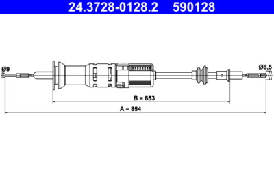 ATE 24.3728-0128.2 Clutch Cable for SEAT,VW