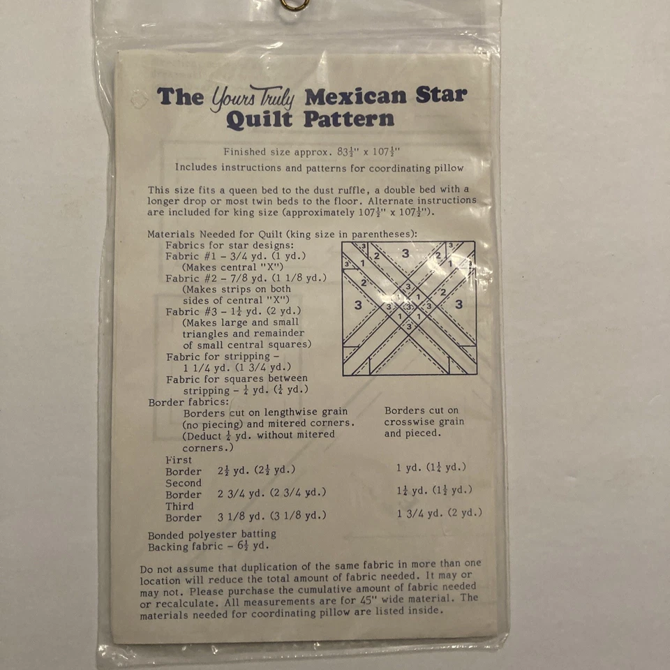 A Quilt Pattern and Instructions by Yours Truly 2 Mexican Star Quilt Pillow - Image 4 of 4