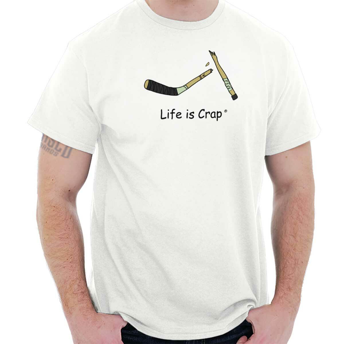Life is Crap Broken Hockey Stick Player Gift Mens Casual Crewneck