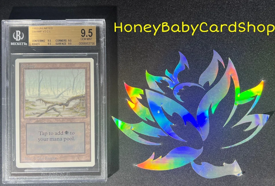 MTG Unlimited Edition 1993 Swamp (A) BGS 9.5Q (TRUE QUAD) GEM MINT 93/94 - Image 4 of 4