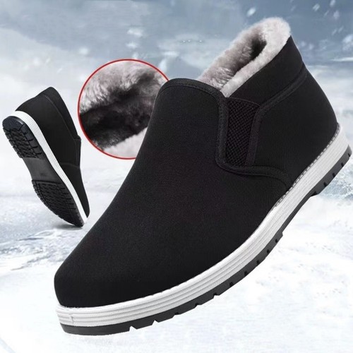 Mens Fleece Lined Ankle Snow Boots Winter Warm Slip On Old Beijing Cloth Shoes - Bild 4 von 5