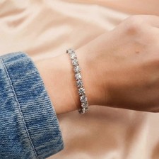 Round Lab Grown Diamond 9.50 Ct Certified Tennis Bracelet 14k White Gold Plated