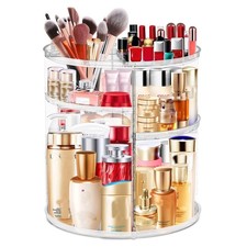 360 Acrylic Rotation Makeup Organizer Large Capacity Easy Access Sturdy Multi...