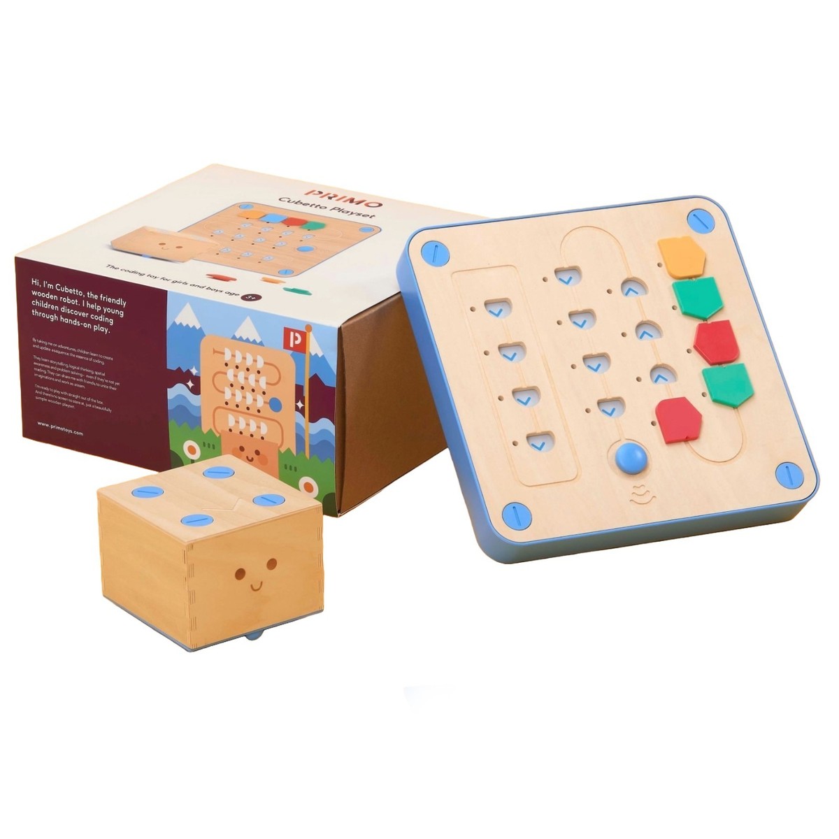 Primo Cubetto Coding Robot with Transparent Pocket Mat 6x6 Bundle