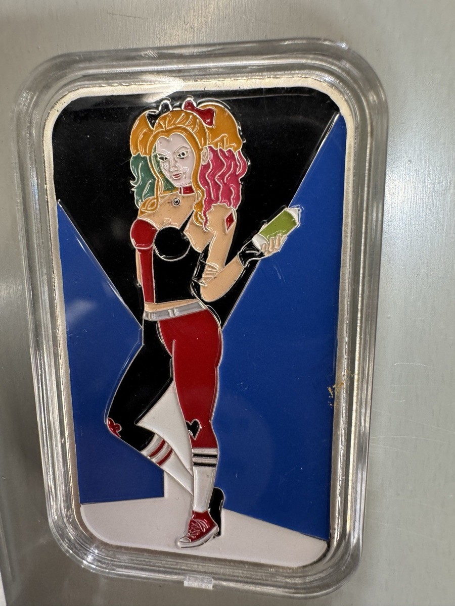 SEXY! Harley Quinn - 1 troy oz .999 Fine Silver Colorized Bar w