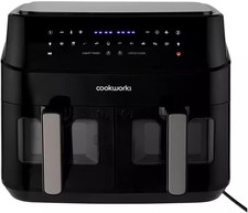 Cookworks 9L Dual Air Fryer Black – 2600W Digital Timer & 2 Cooking Compartments