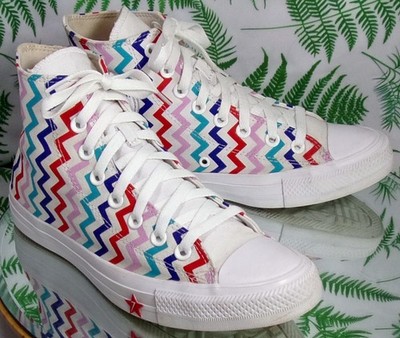 CONVERSE CHUCK TAYLOR ALL STAR HI VLTG ZIGZAG HIGHTOP SNEAKERS SHOES WOMENS SZ 9