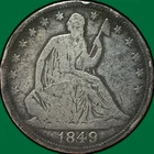 1849 Seated Liberty Half Dollar Choice Good G+/VG Coin #43635