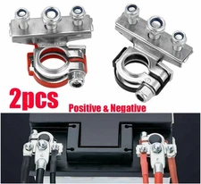 2Pcs Auto Battery Terminal Quick Connector Cables Clamps 3 Way Positive Negative
