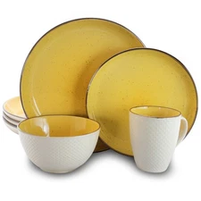 Elama El-Mellowyellow Mellow-Yellow 16-Piece Dinnerware Set