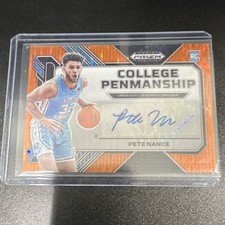 Panini Prizm Draft Picks Pete Nance Orange Pulsar Prizm /49 RC Auto North Carol…