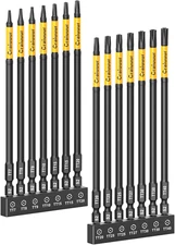 14PCS Impact Long Torx Bit Set, 6-Inch, T7–T40, Tamper Proof Star Bits Set, Magn