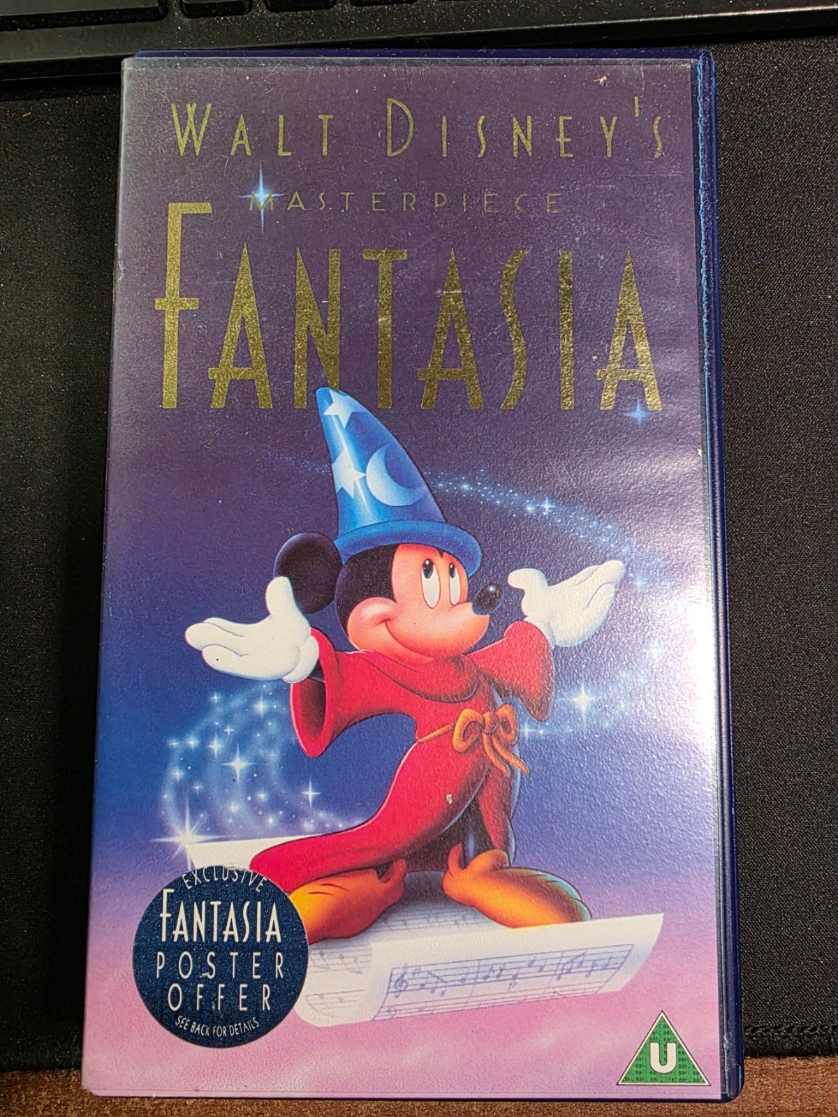 Fantasia VHS walt Disney Masterpiece Video Tape Childrens Animation Mickey Mouse
