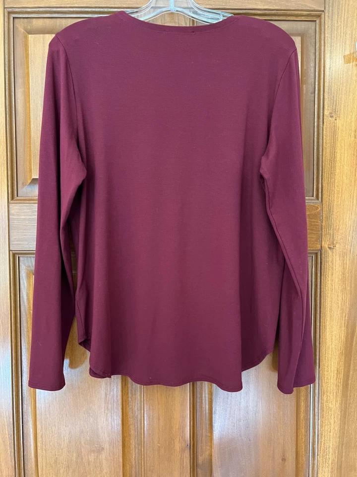 Camiseta Eileen Fisher Viscosa Spandex Borgoña Top En muy buen estado Grande Foto 4 de 4