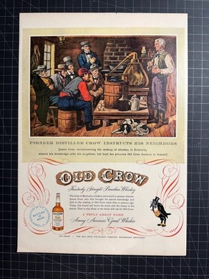 Vintage 1950s Old Crow Whiskey Print advertisement