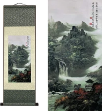 Chinese Decor, Asian Decor Beautiful Silk Scroll Painting Chinese Art Wall