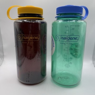 Nalgene Wide Mouth 32oz Water Bottle Set of 2 Sustain BPA Free New USA