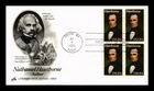 DR JIM STAMPS US COVER NATHANIEL HAWTHORNE LITERARY ARTS FDC BLOCK OF 4
