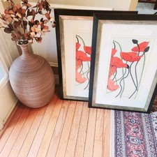Shirley Novak Poppies and Creams Framed Art 27.5 X 18.5