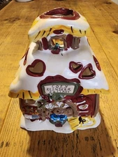 Blue Sky Clayworks Reindeer Cottage Christmas Tea Light Candle Holder House 2011