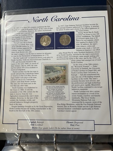 North Carolina P & D STATEHOOD QUARTERS WITH STAMPS PANEL - Picture 2 of 2