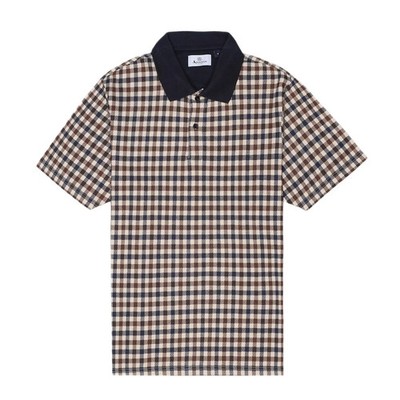 Herren Aquascutum Iconic Poloshirt Kurzarm Karo Poloshirt
