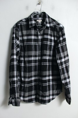 Merona Herren Flanell Karo Karo Hemd - Schwarz - Größe M Medium (M33)